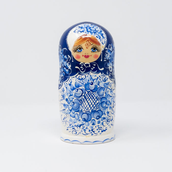 Blue & White Artisanal Floral Doll – Set of 5
