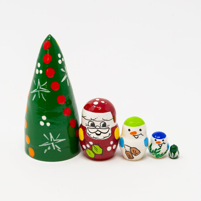 Miniature Nesting Christmas Tree with Winter Characters