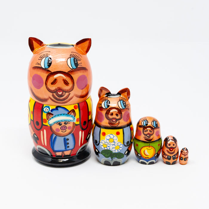 Piggy with Piglet -Set of 5 (Two Colour Options)
