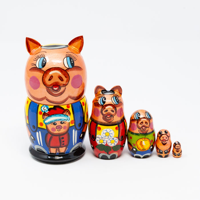 Piggy with Piglet -Set of 5 (Two Colour Options)