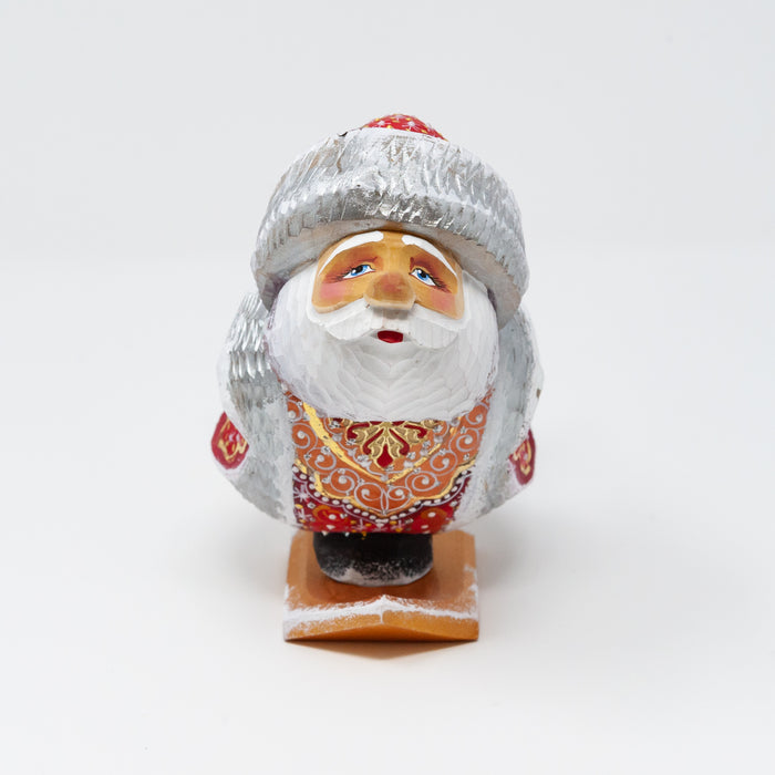 Hand-carved   Grandfather Frost on Skis (Two Colour Options)