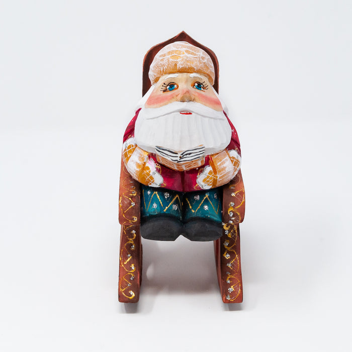 Hand-carved   Grandfather Frost in a Rocking Chair