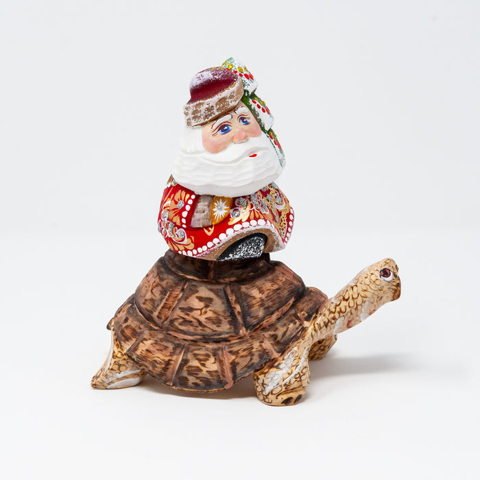 Hand-carved   Grandfather Frost Riding a Turtle (Two Design Options)