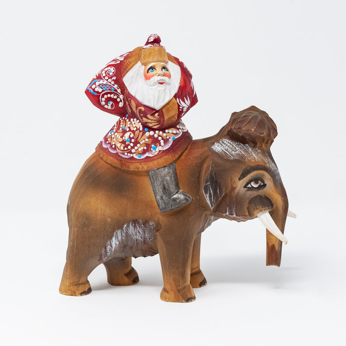 Hand-carved   Grandfather Frost Riding a Mammoth