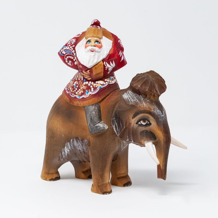 Hand-carved   Grandfather Frost Riding a Mammoth