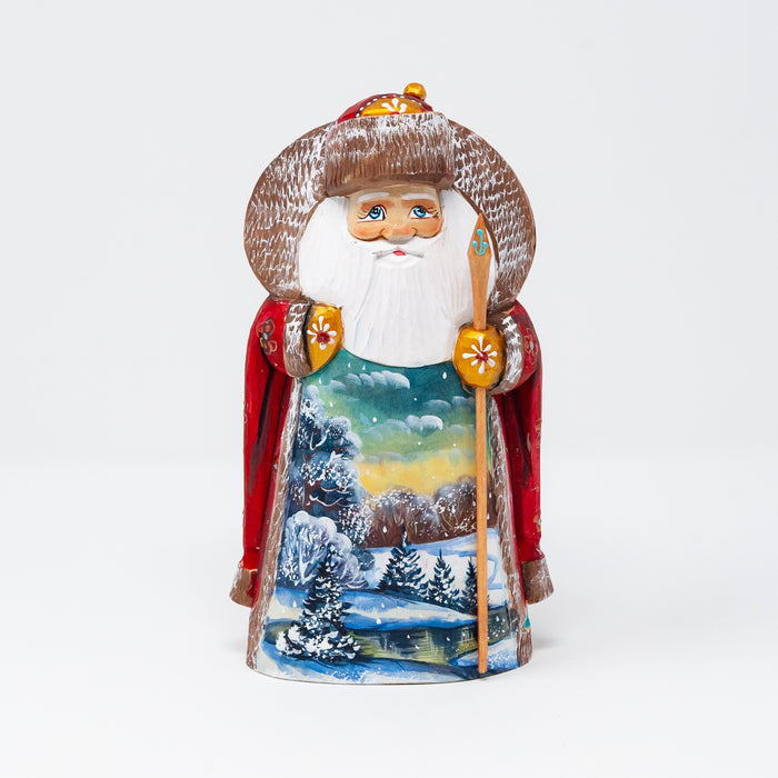 Hand-carved   Grandfather Frost with a Painted Winter Scene