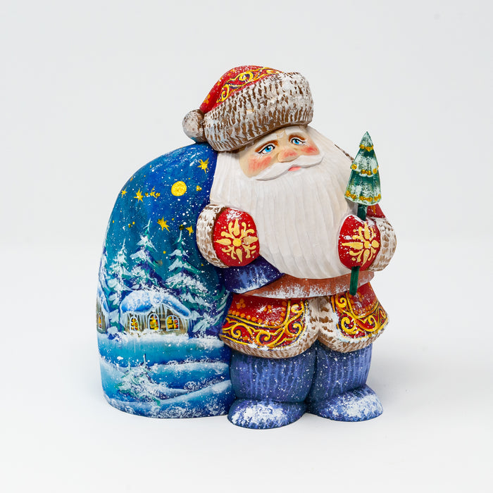 Hand-carved   Grandfather Frost with a Winter Scene