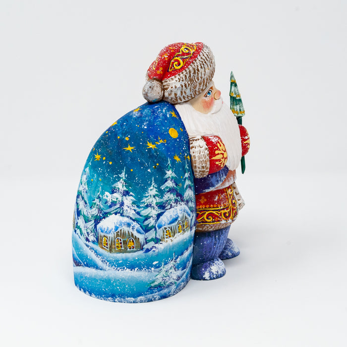 Hand-carved   Grandfather Frost with a Winter Scene
