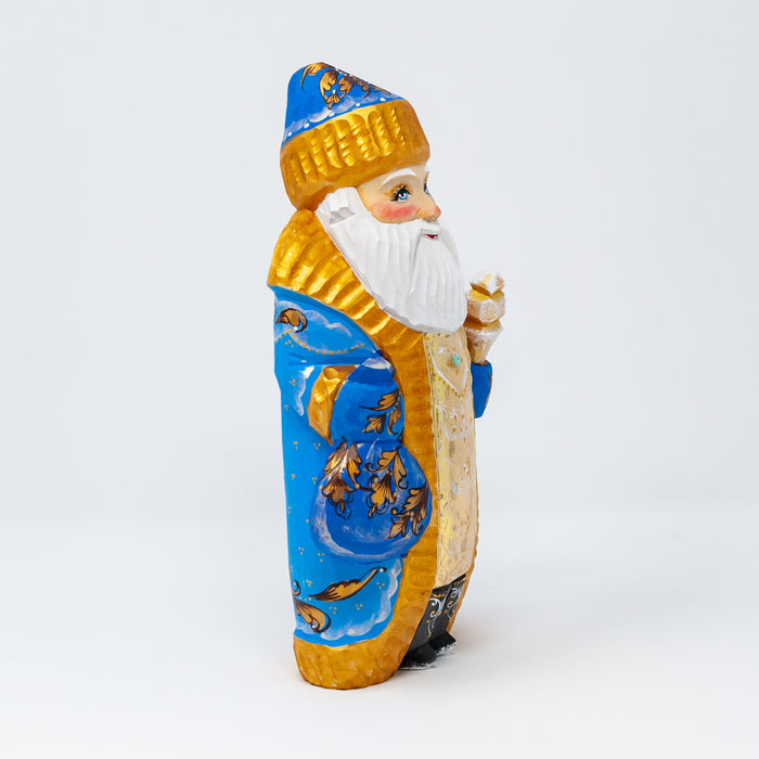 Hand-carved Blue and Gold  Grandfather Frost