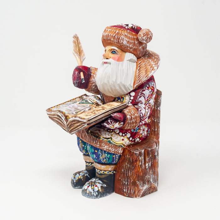 Hand-carved   Grandfather Frost Writing a Book