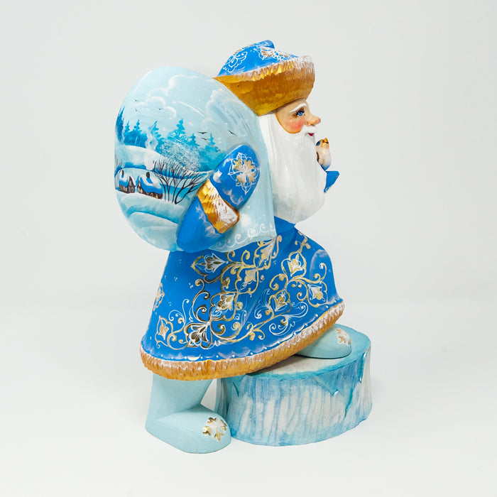 Hand-carved Light Blue   Grandfather Frost