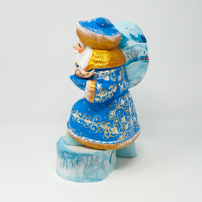 Hand-carved Light Blue   Grandfather Frost