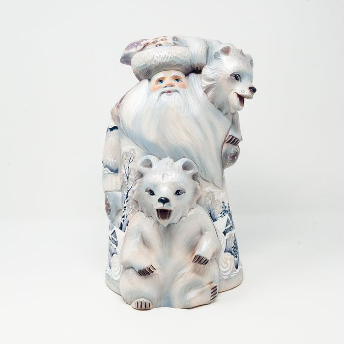 Hand-carved   Grandfather Frost with two Bears