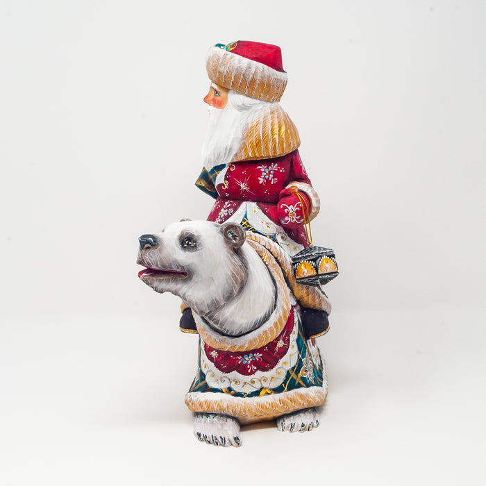Hand-carved   Grandfather Frost Riding a Polar Bear