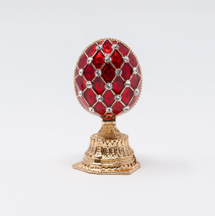Mini Red Imperial Faberge Egg Replica with Cathedral
