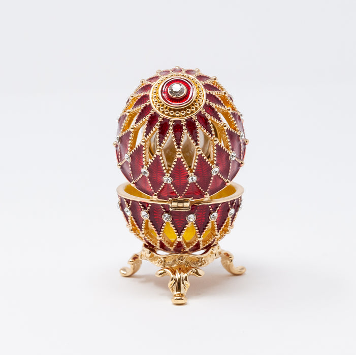 Red Imperial Faberge Egg Replica with Watch