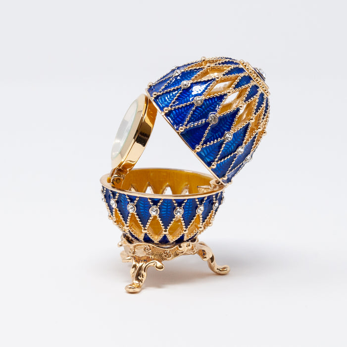 Blue Imperial Faberge Egg Replica with Watch