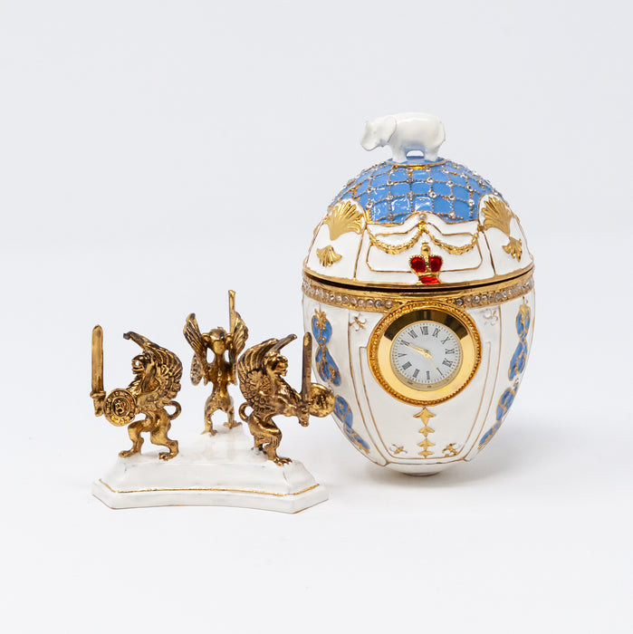 Imperial Faberge Egg Replica with a Clock