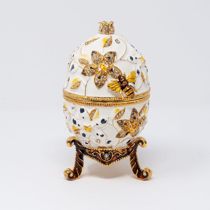 Large White Bee Imperial Faberge Egg Replica