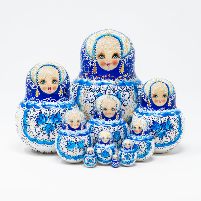 Blue & White Artisanal Floral Doll – Set of 10 (Two Colour Options)
